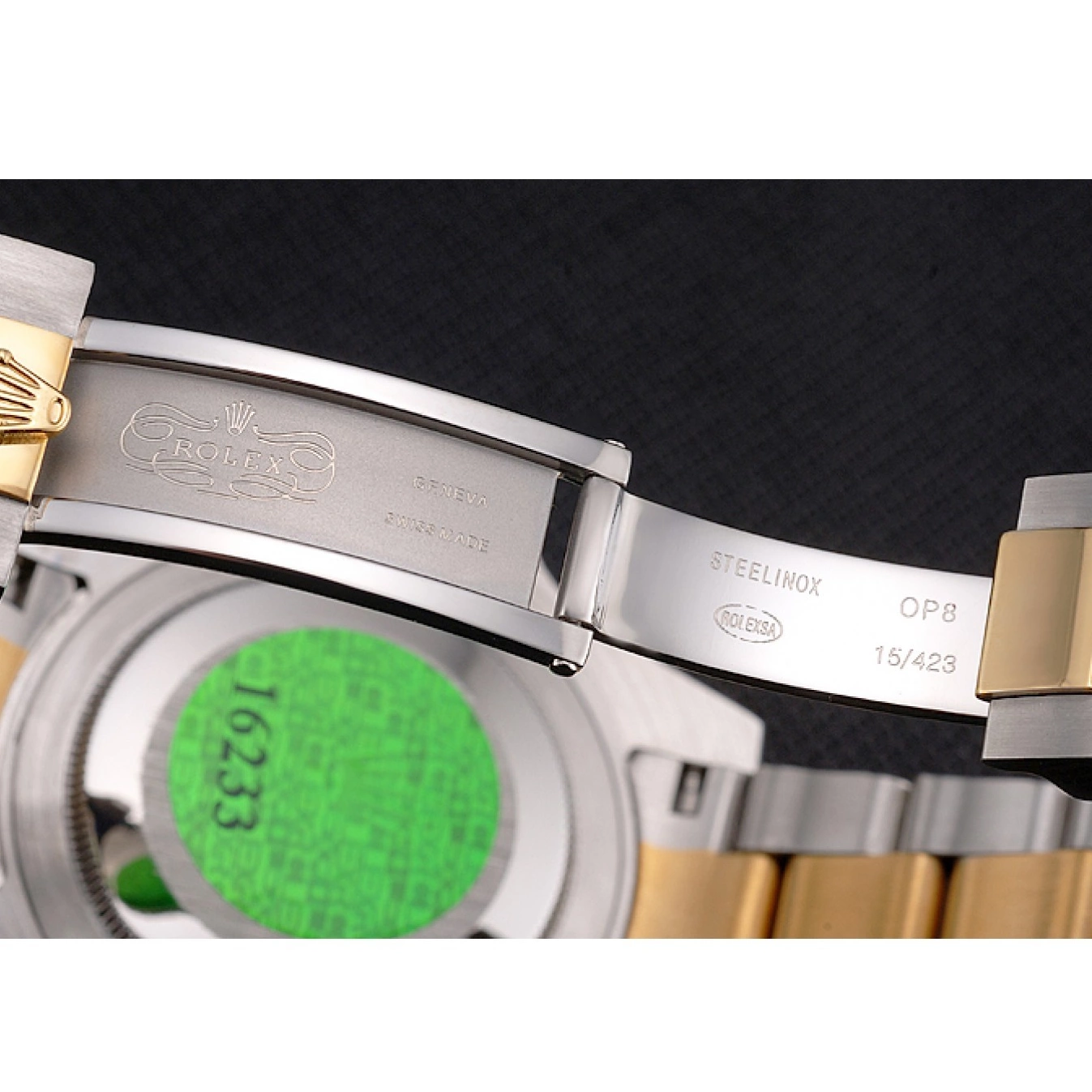 Aaa replica watch Submariner Rolex And Green Bracelet Tone Two Steel Swiss Bezel Dial Gold 0721